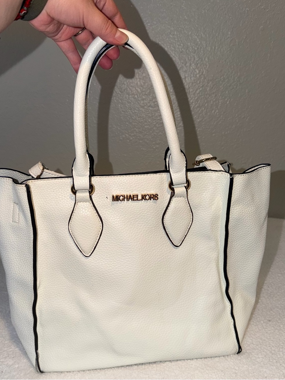 Michael Kors White Pebbled Leather Tote Bag